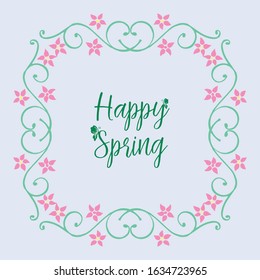Cute shape of leaf and flower frame, for happy spring poster template design. Vector