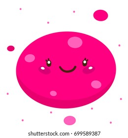 Cute shape, pink ellipse, cartoon characters, vector, isolated object on white background, children's illustration.
