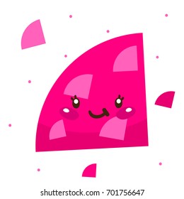 Cute shape, pink quadrant cartoon character, vector, isolated object on white background, children's illustration