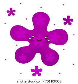 Cute shape, purple free form, cartoon character, vector, isolated object on white background, children's illustration, card for mathematics.