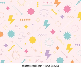 Cute shapes of lightning and flashing shapes are freely arranged. Simple pattern design template.
