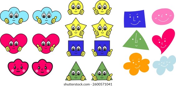 Cute shapes. Vector illustration in cartoon style.