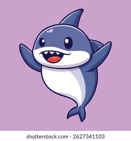 cute shark behavior with a plain color background