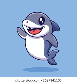 comportamento de tubarão bonito com um fundo de cor simples