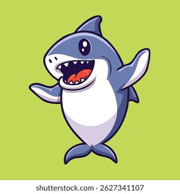 cute shark behavior with a plain color background