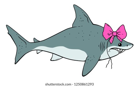 Cute shark with bow