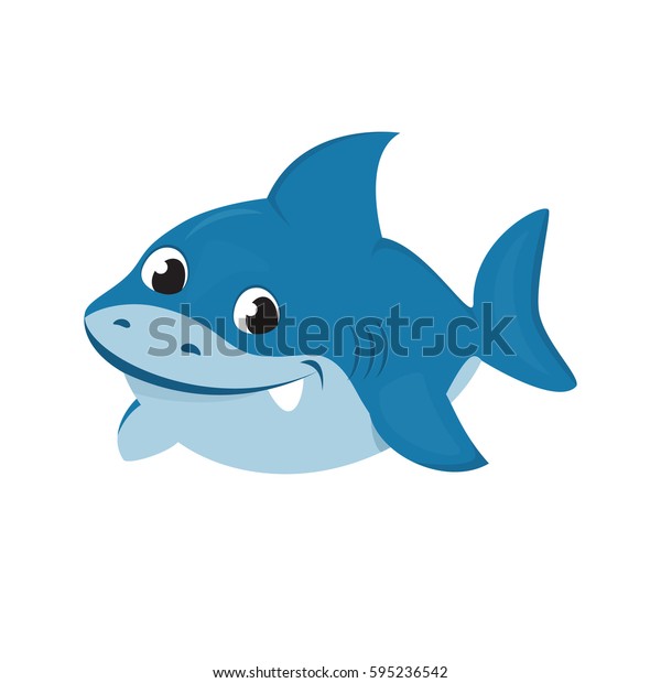 Cute Shark Cartoon Stok Vektör (Telifsiz) 595236542