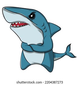 cute shark cartoon character. animal vector design suitable with sticker, t-shirt, etc.