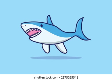 Cute Shark Cartoon Character Illustration Design Stock Vector (royalty 