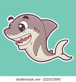 cute shark cartoon character illustration