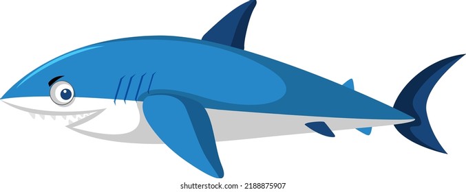 Cute Shark Cartoon Character Isolated Illustration Stock Vector ...