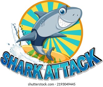 Cute Shark Cartoon Character Surfing Icon Stock Vector (Royalty Free ...