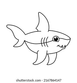 Cute shark cartoon coloring page illustration vector. For kids coloring book.