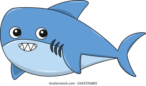 Cute shark cartoon. Flat vector illustration. Wild life animals. Cute animal on white background