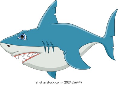 cute shark cartoon isolated on white background