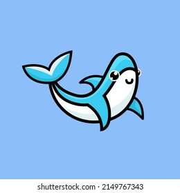 cute shark cartoon Mammal Cartoon Vector Illustration. Sea Animal Mascot Logo. shark Wildlife Ocean Symbol Icon Character Element