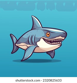 cute shark cartoon mascot character with sharp teeth. vector illustration