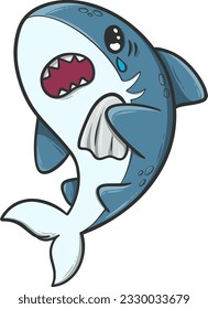 cute shark cartoon mascot decoran