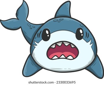 cute shark cartoon mascot decoran