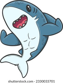 cute shark cartoon mascot decoran