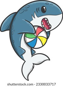 cute shark cartoon mascot decoran