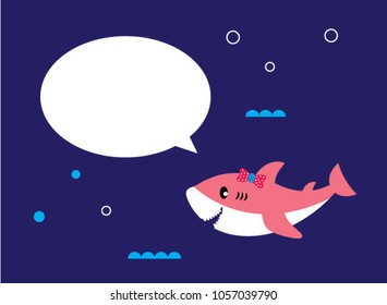 cute shark cartoon message vector