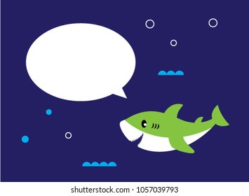 cute shark cartoon message vector