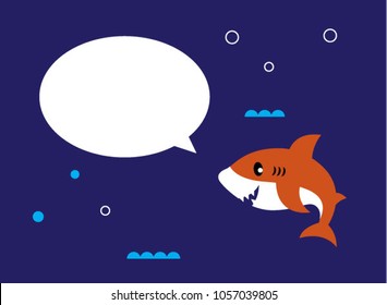 cute shark cartoon message vector