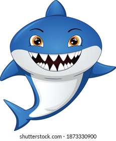 cute shark cartoon on a white background