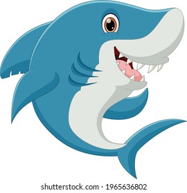 cute shark cartoon posing and smiling