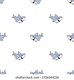 Dibujo de tiburón blanco sin soldadura, ilustración vectorial
