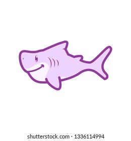 cute shark cartoon sticker vector illustration