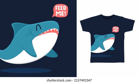 Cute shark cartoon tshirt art design