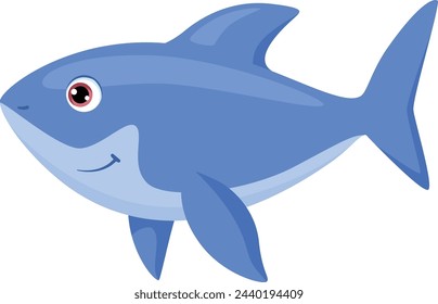 Cute shark. Cartoon underwater fauna. Ocean animal