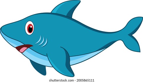 Cute shark cartoon vector art and illustration