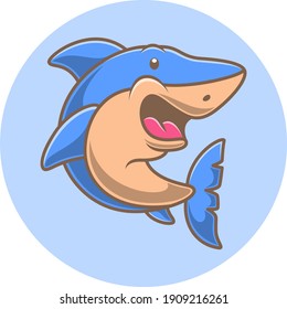 cute shark cartoon vector illustration