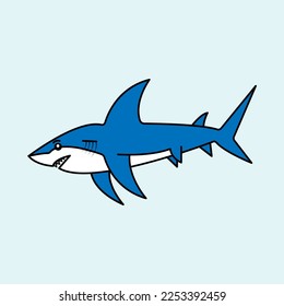 Cute Shark Cartoon. vector illustration