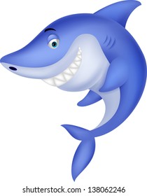Cute shark cartoon waving