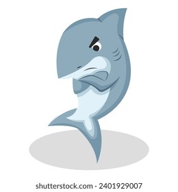 Cute Shark Character Design Illustration