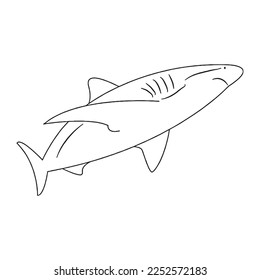 Geruchter Hai mit farbigen Buchseiten-Bild, Shark Line Art, Shark-Skin-Vektorgrafik, Shark-Vektorgrafik