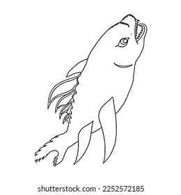 Cute Shark With coloring book pages picture,Shark line art,Shark outline drawing vector illustration,Shark vector art