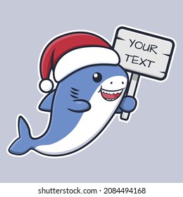 Cute shark design with santa hat