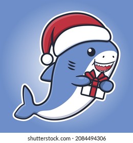 Cute shark design with santa hat