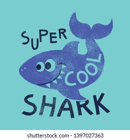 cute shark drawn for print as vector