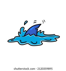 Cute Shark Fin Cartoon In Water