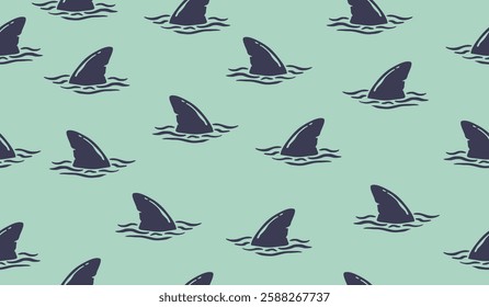 Cute shark fin pattern background vector design