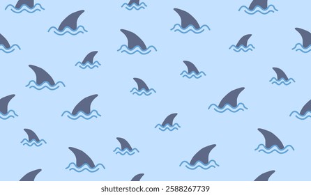 Cute shark fin pattern background vector design