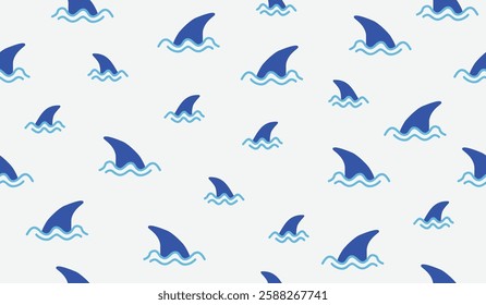 Cute shark fin pattern background vector design