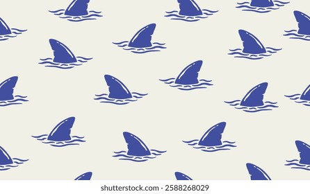 Cute shark fin pattern background vector design