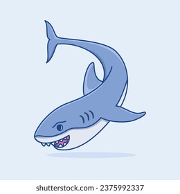 Cute Shark fish cartoon illustration, Cute Sea Animal Cartoon